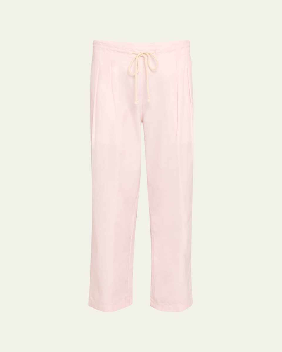 Cosy Pleated Straight-Leg Drawstring Pants